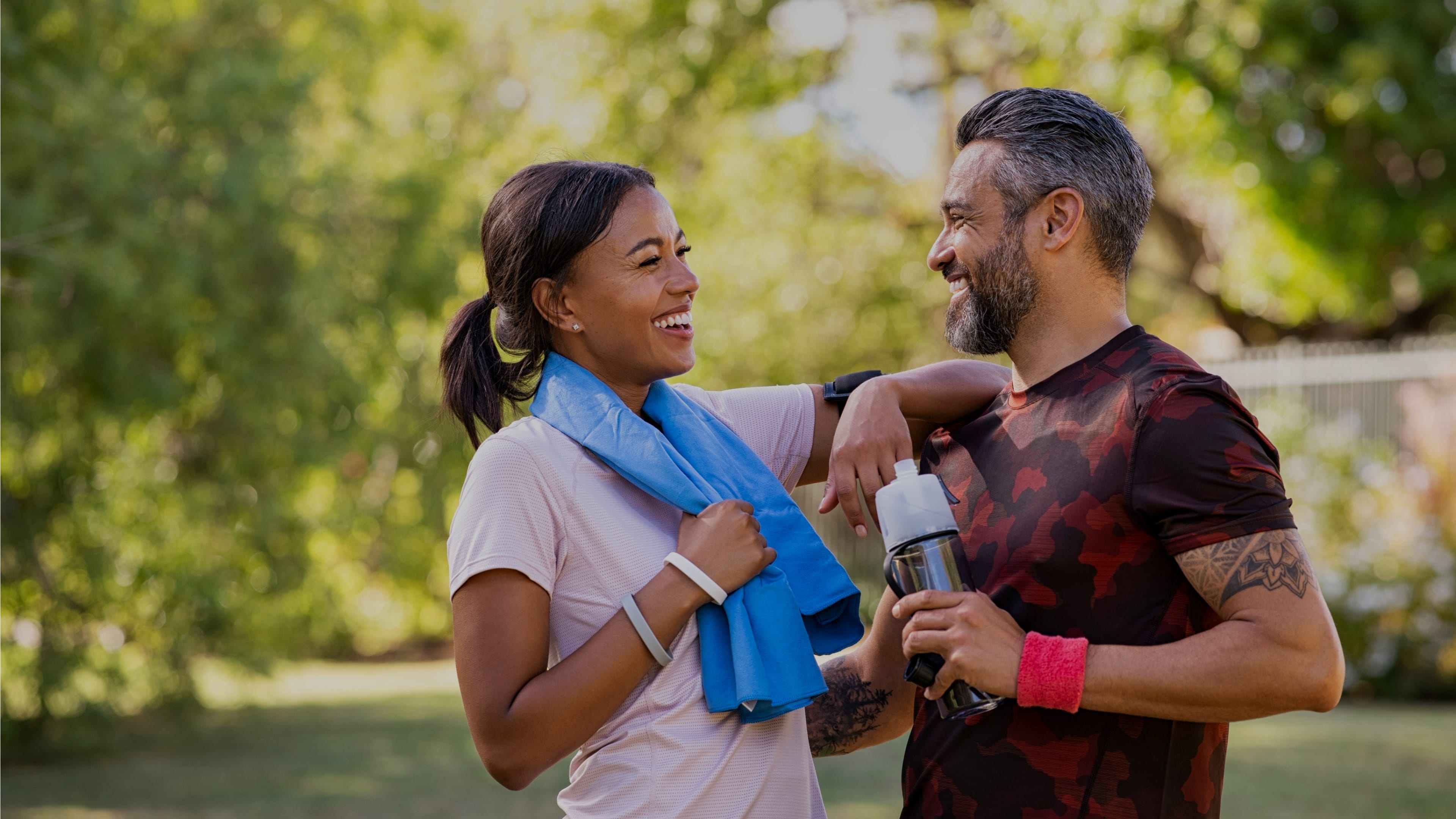 Man and woman laughing
