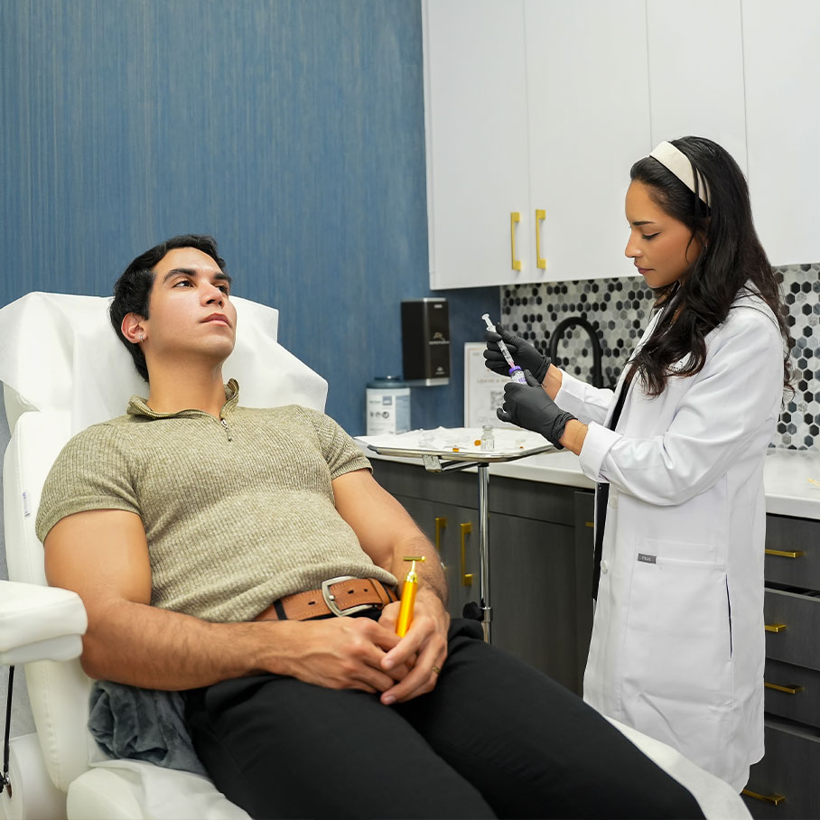 man receiving Restylane dermal filler in Fort Worth, TX