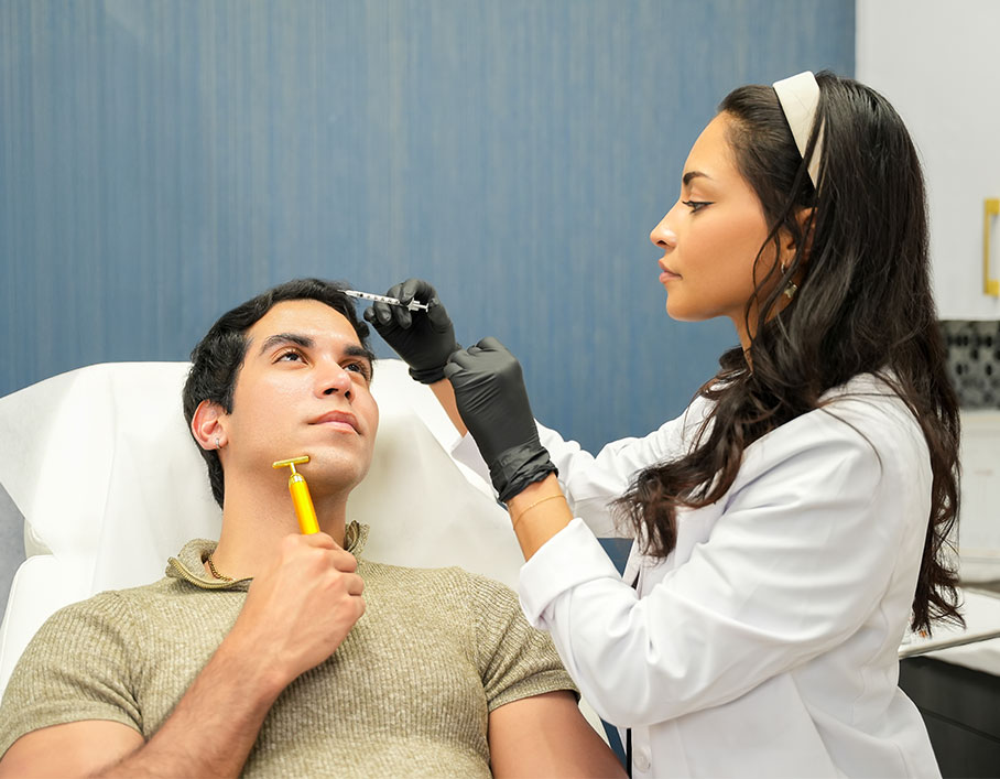 man receiving Dysport injection in Naperville, IL