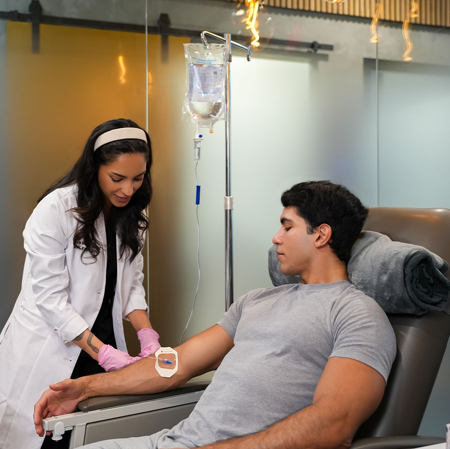 patient receiving IV therapy in Fort Worth, TX